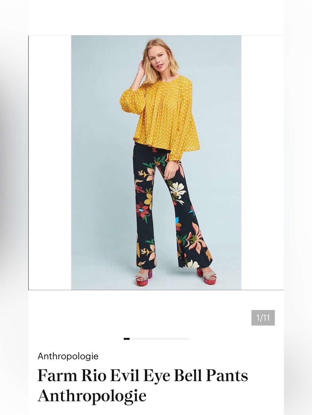 FARM Rio Black Floral Bell Pants with Multicolor Blooms